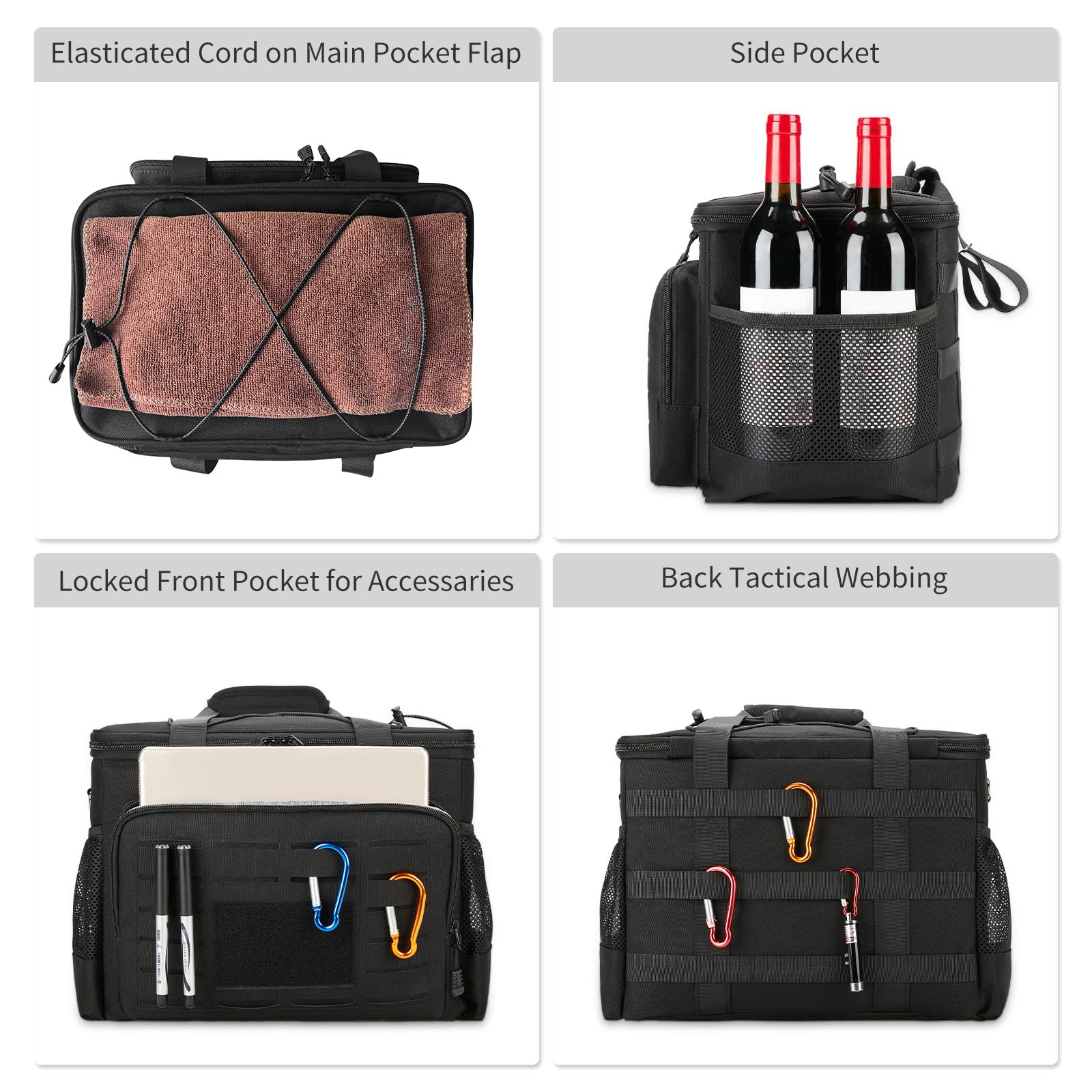 Borsa frigo 20L termica porta pranzo tattica impermeabile durevole nero