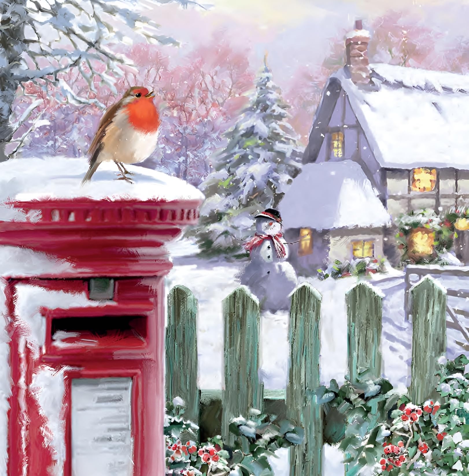 Noel Tatt Charity Christmas Cards Pack Of 10 - Charity Christmas Cards With Robins On A Snowy Watering Can Design - Eco-Friendly Xmas Cards Multipack With Envelopes - View #4
