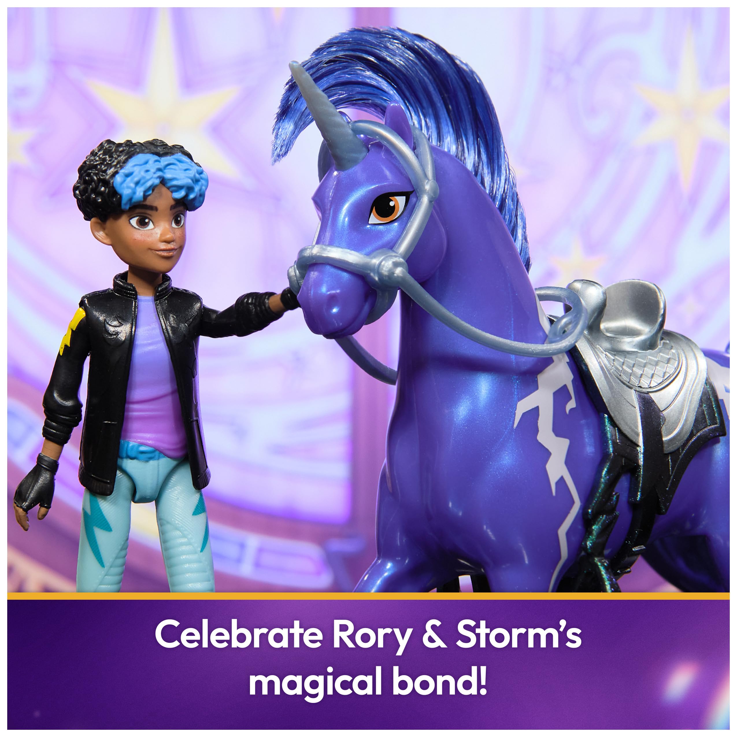 Unicorn Academy Set – Rory e Unicorno Storm con vera criniera e coda e spazzola, circa 12 cm personaggi originali della popolare serie Netflix, per bambini dai 4 anni in su