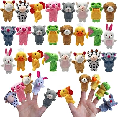 24 PCS Finger Puppets Set Mini Stuffed Animals Finger Puppet Toys for Storytelling Playing Teaching Shows Playtime Schools Birthday Party Gift Favor Supplies