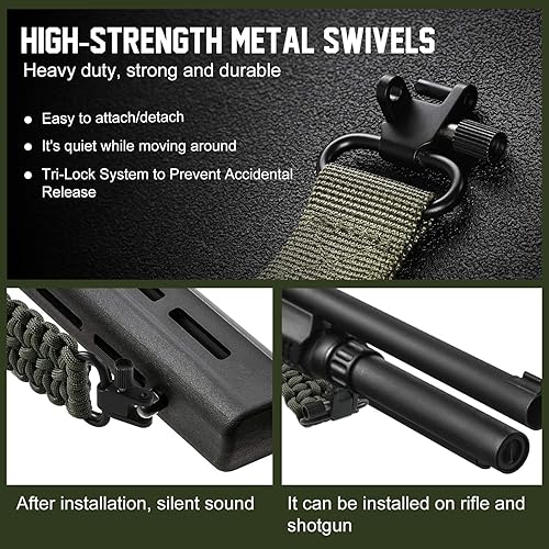 Miniatura 3 de VVAAGG Eslinga de dos puntos con junta giratoria, eslinga de paracaídas antideslizante con correa de longitud ajustable