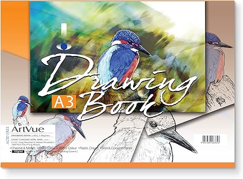 Artvue - Paquete de 3 cuadernos de bocetos o libro de dibujo A3, 11.7 x 16.5 pulgadas, 18 hojas por paquete, 91 libras (135 gsm), papel de dibujo