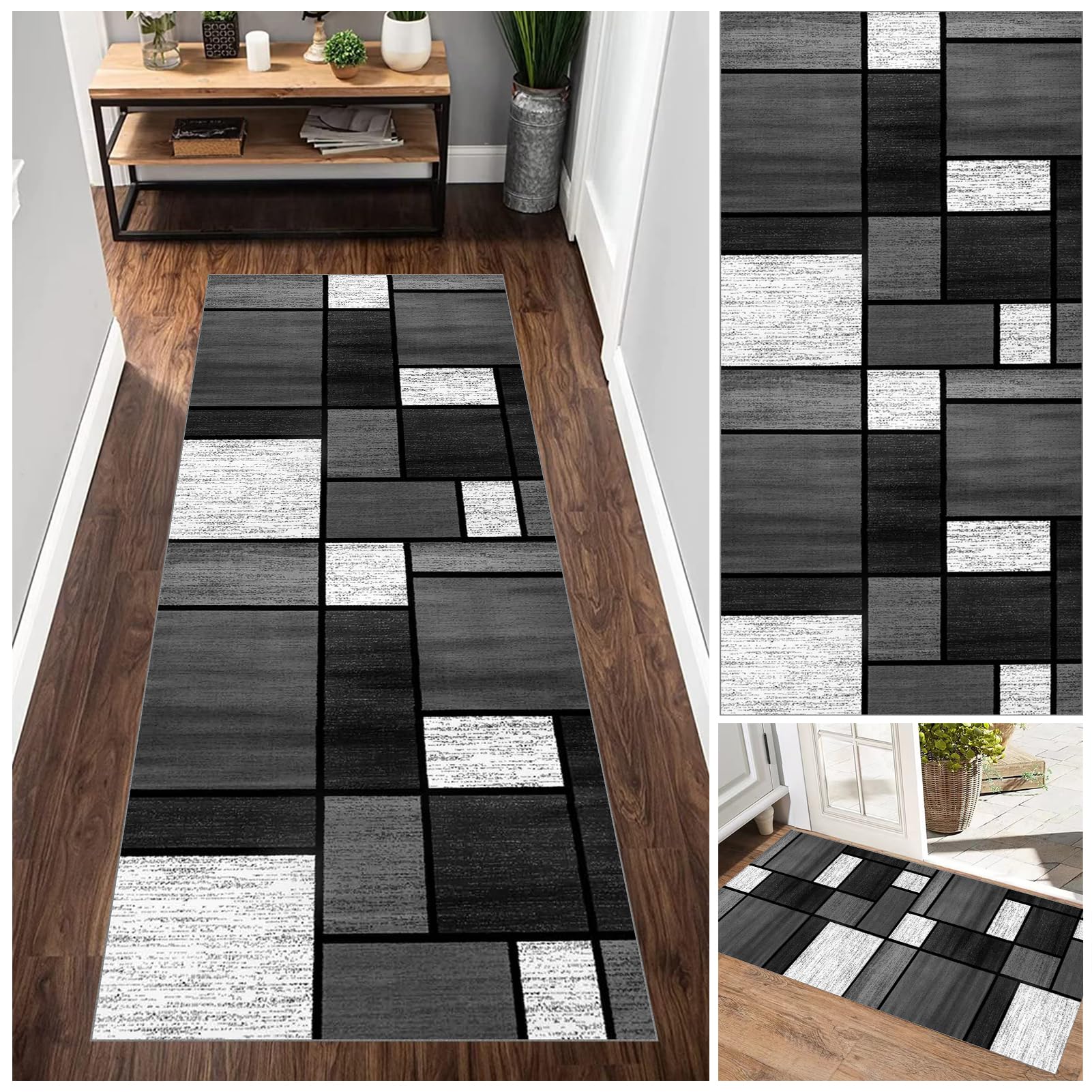 GmyoieqI Alfombra de Pasillo Largo, Lavable Corredor Alfombras 40 x 60 cm, Antideslizante Entrada Estera por Corredor Cocina Sala Dormitorio Baño Entrada Escalera, Múltiples Tallas, Personalizable