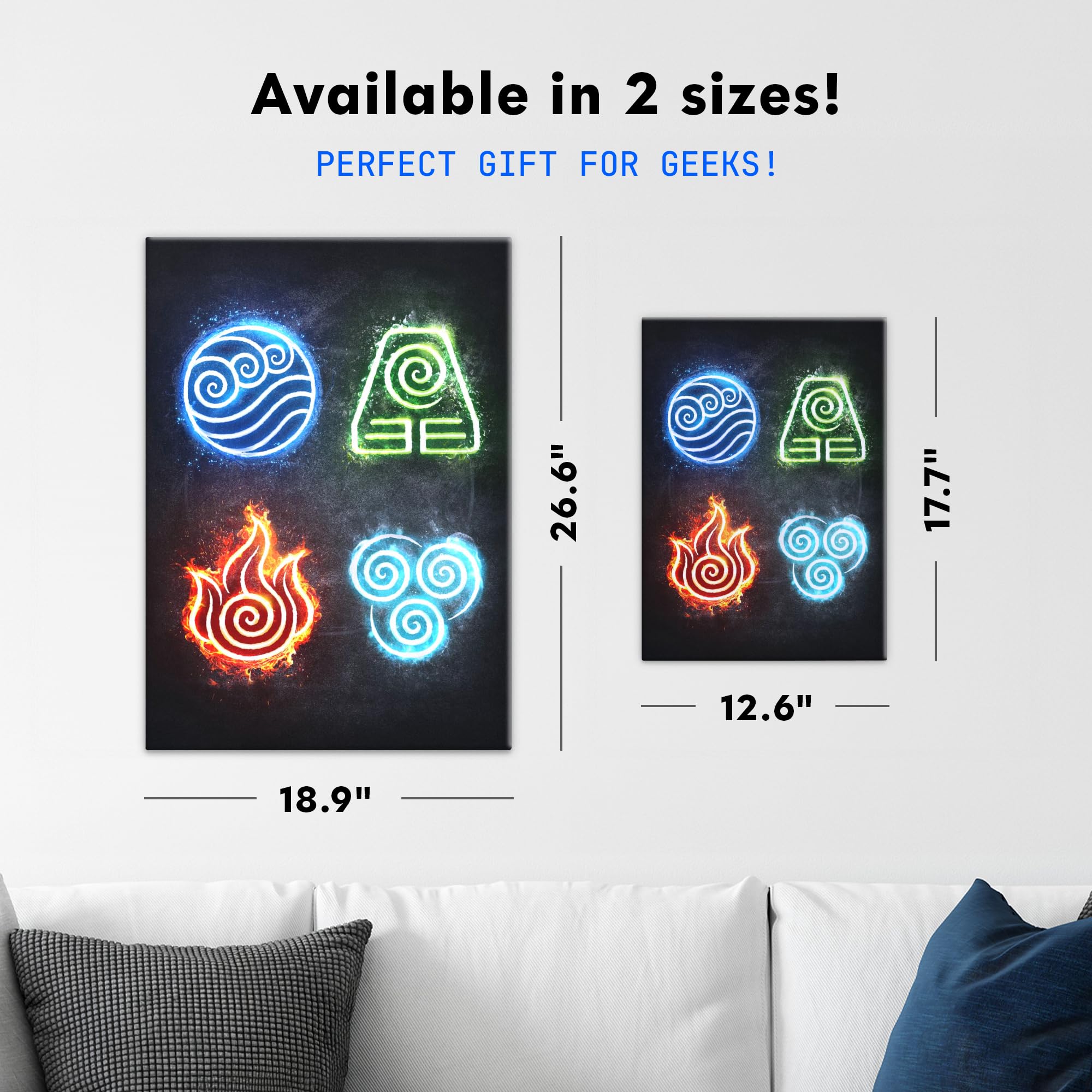 Displate Metall poster Avatar The Last Airbender The Four Elements Größe M