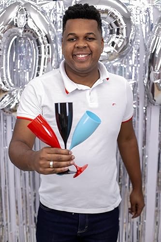 Miniatura 7 de Mirandinha - Juego de 10 copas de champán acrílicas rosadas, elegantes, inastillables, desechables, para boda, aniversario, cumpleaños, celebración