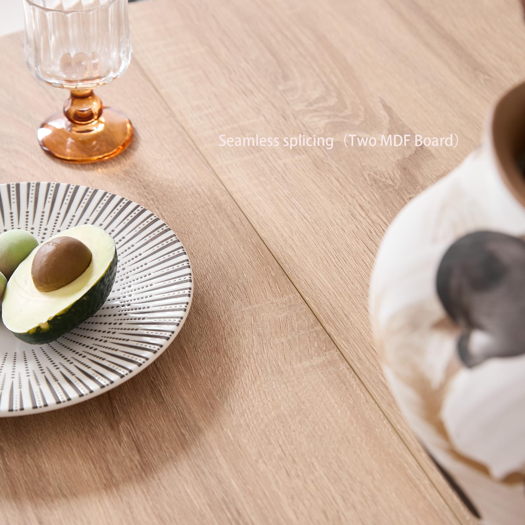 GrandCA HOME Table à Manger Ronde, Table de Cuisine Moderne 120 cm, Table de Salle à Manger avec Base Ronde en Bois, Grand Plateau en MDF pour 4 à 6 Personnes, Marron Clair