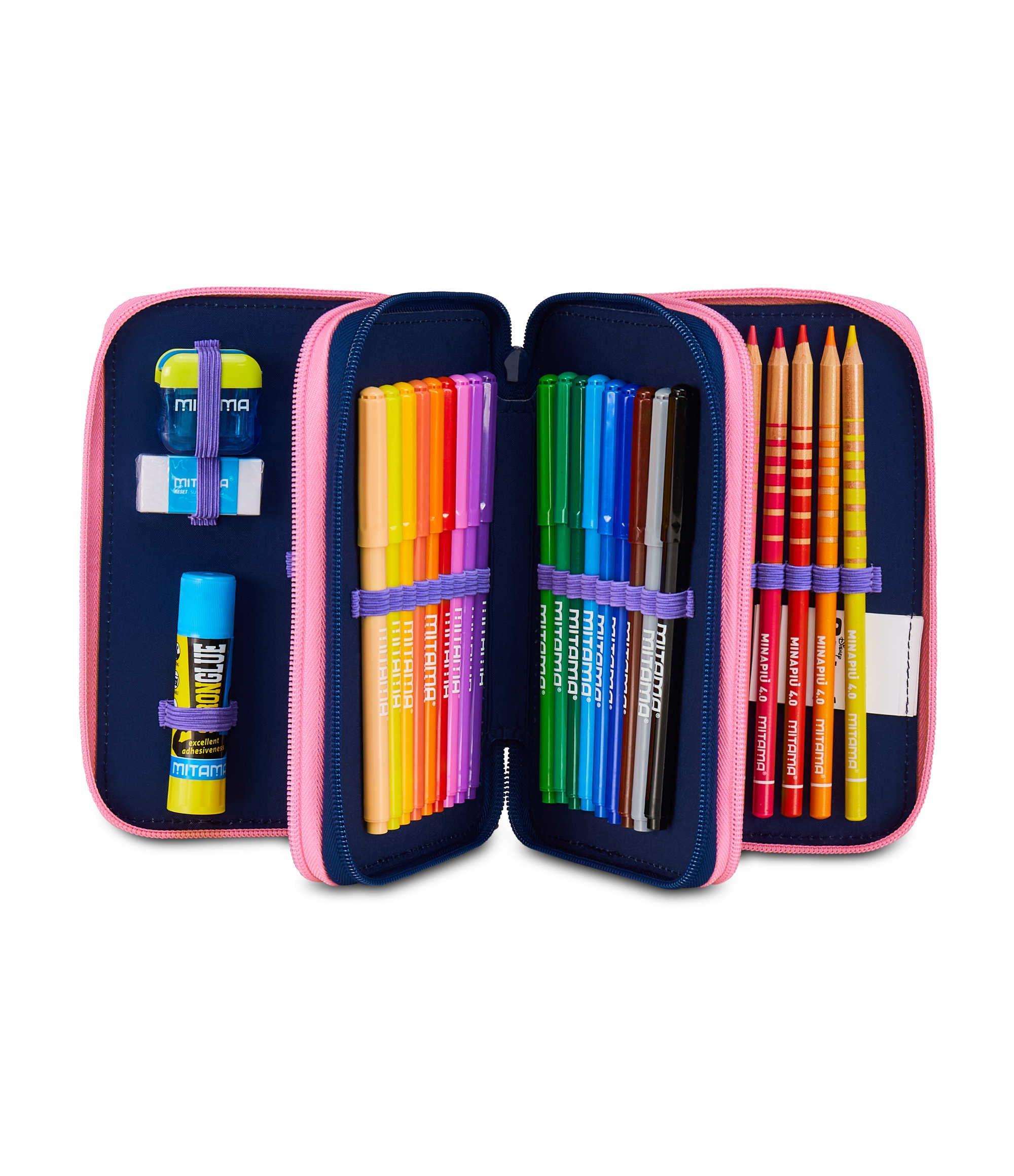 Seven Federmäppchen, Mäppchen, Disney, Federtasche für Schreibwaren, Etui komplett mit Bleistiften, Filzstiften, Schulmaterial, mit 3 Fächern, Mädchen, Schule - Grundschule, XXL LILO&STITCH