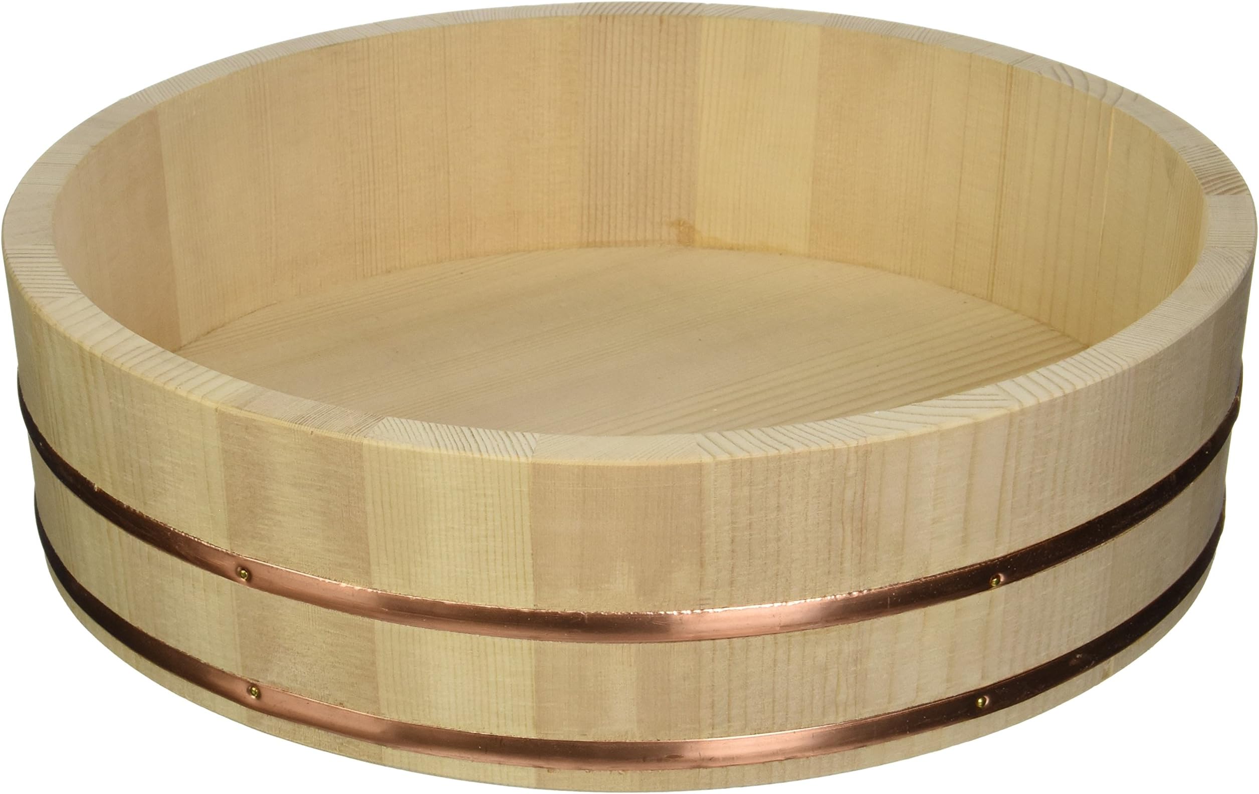Happy Sales HSRT-WD14B Wooden Sushi Oke Hangiri Mixing Bowl, 14", Natural