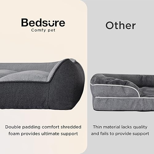 Miniatura 2 de Bedsure Camas ortopédicas para perros de tamaño grande, cama extra gruesa de apoyo para perros grandes con funda impermeable lavable, sofá cama para