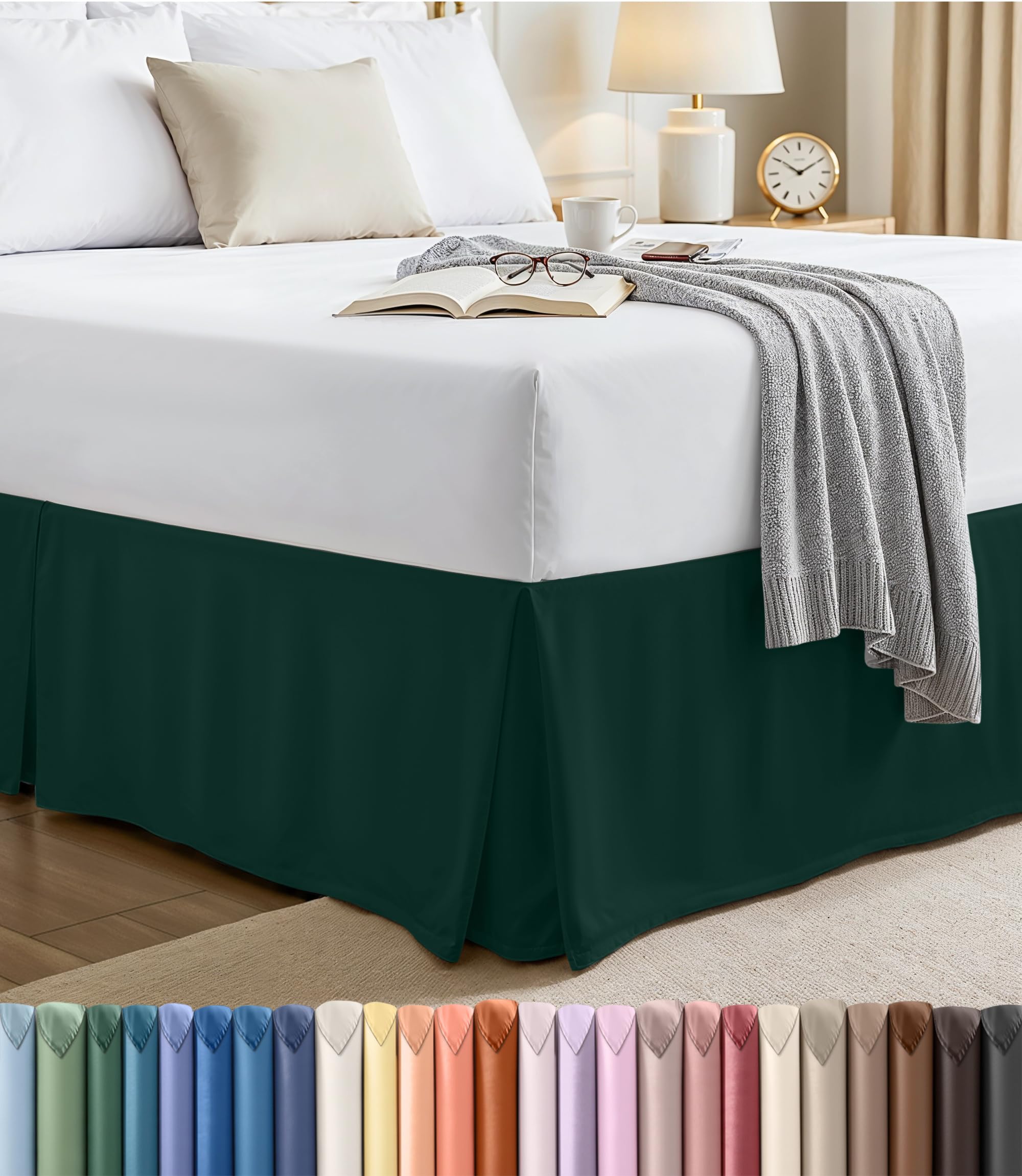 Utopia Bedding Queen Bed Skirt - Soft Quadruple Pleated Ruffle - Easy Fit with 16 Inch Tailored Drop - Hotel Quality, Shrinkage and Fade Resistant (Queen, Emerald)