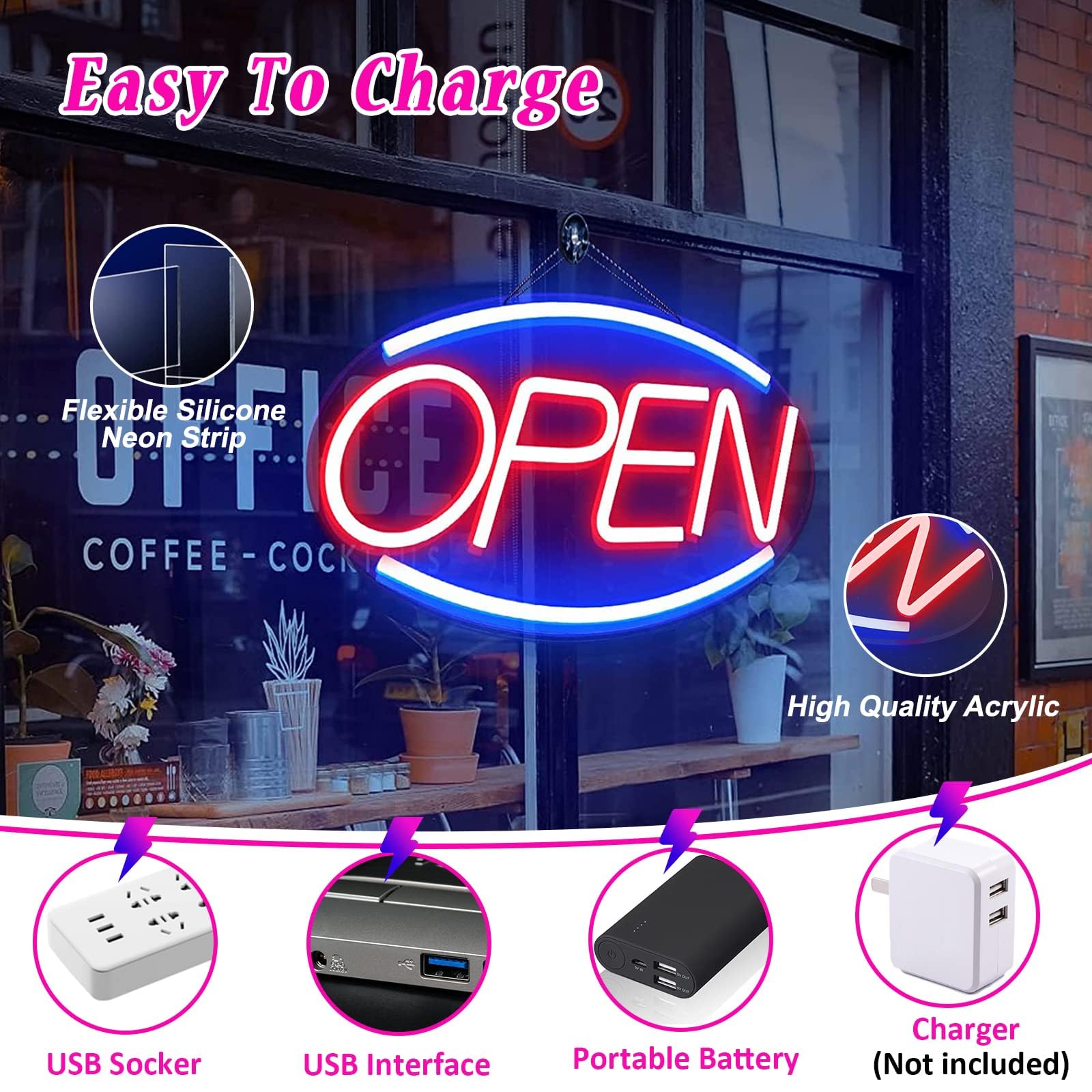 Insegna Neon LED USB Dimmerabile - Luci Al Neon Per Bar, Hotel, Feste, Bianco Giallastro - Foto 8