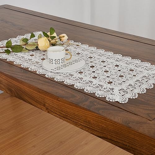 Miniatura 2 de LIN TONG Manteles individuales de encaje, resistentes al calor, manteles individuales bordados de ganchillo para restaurante, café, boda, decoración