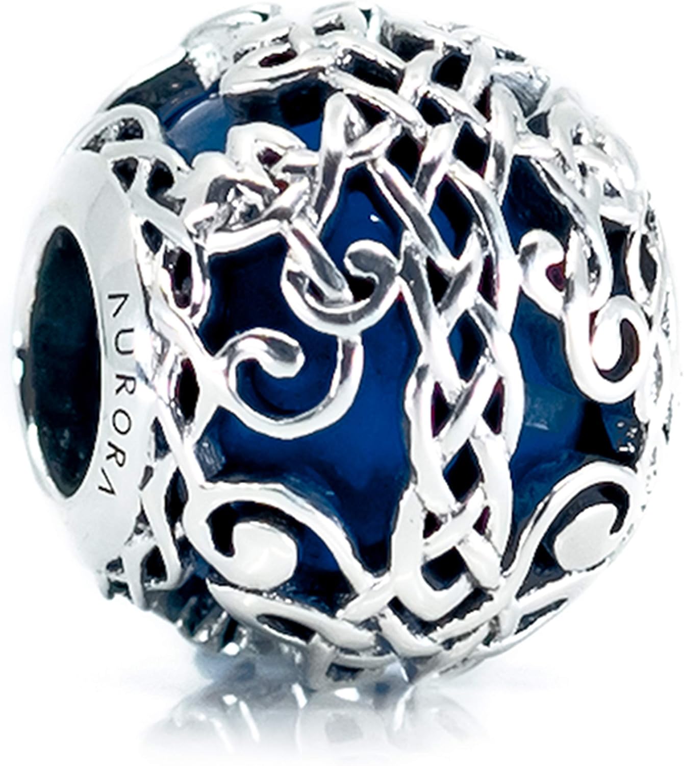 Blue Murano Glass & Sterling Silver Irish Celtic Tree of Life/Family Tree Charm S925, Irish Celtic Eternal Knot Silver Charm Bead, Irish Family Bonds pendant Charm, fits Pandora