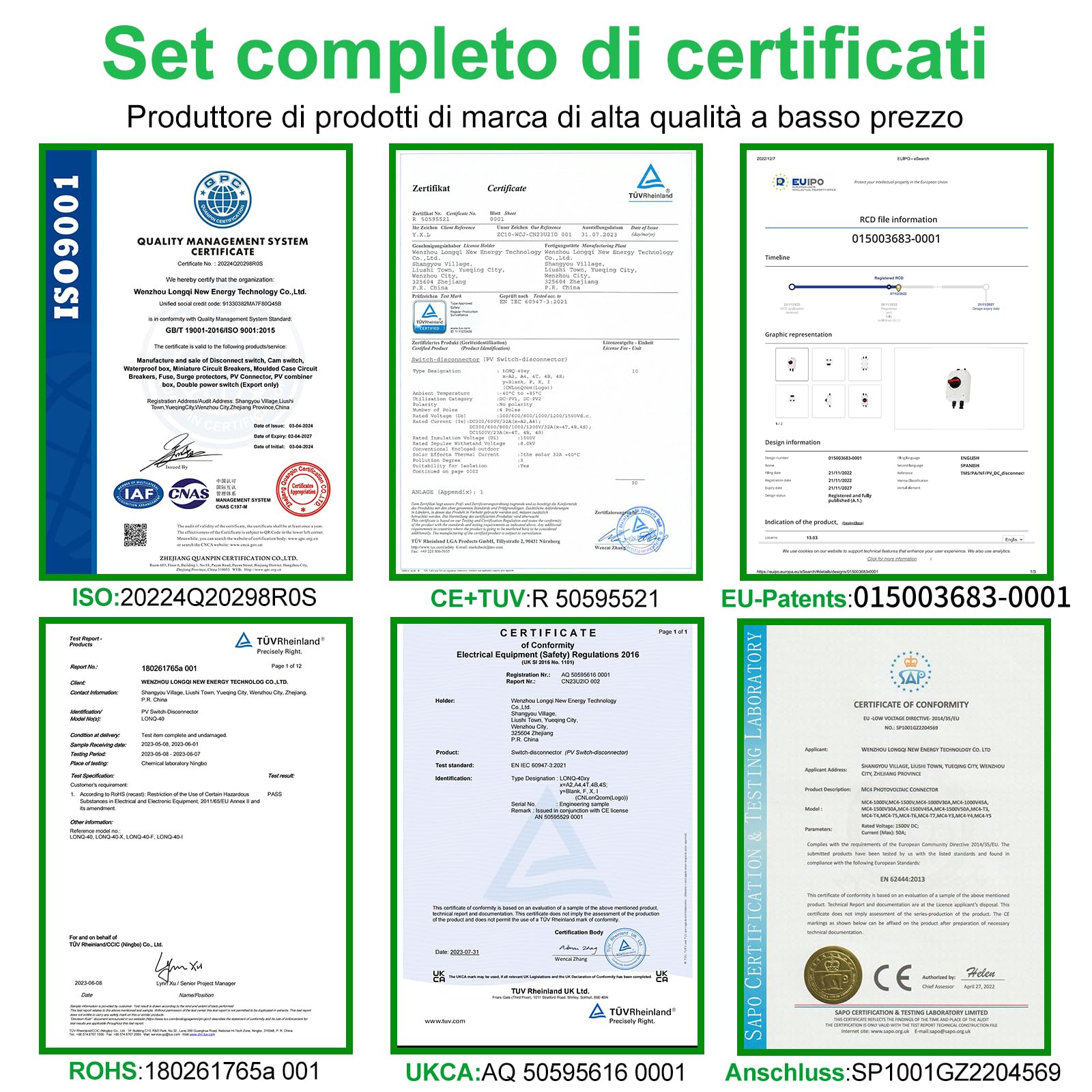 Sezionatore solare 32 Amp DC1200V 2 ingressi 2 uscite Interruttore di Separazione con involucro impermeabile IP66 per sistemi solari su tetto, camper e barche
