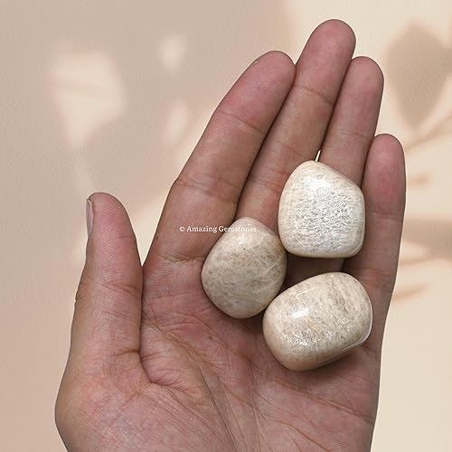 Miniatura 7 de Piedras pulidas de cristal de luna crema de 1 onza, piedras preciosas naturales para curación, cristales de bricolaje para protección