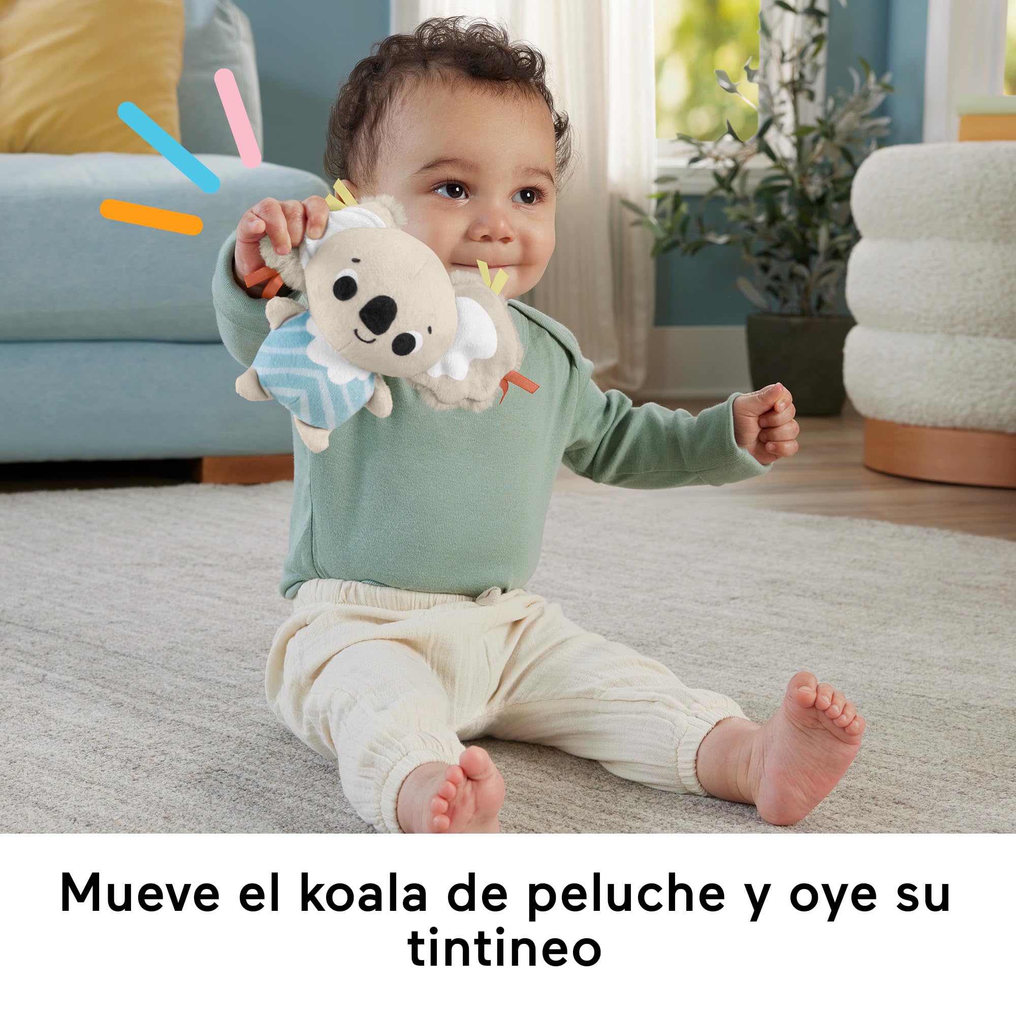 Fisher-Price Sensimals Gimnasio Infantil Simply Senses Alfombra de Actividades con Juguetes sensoriales para bebé recién Nacido (Mattel HRB15)