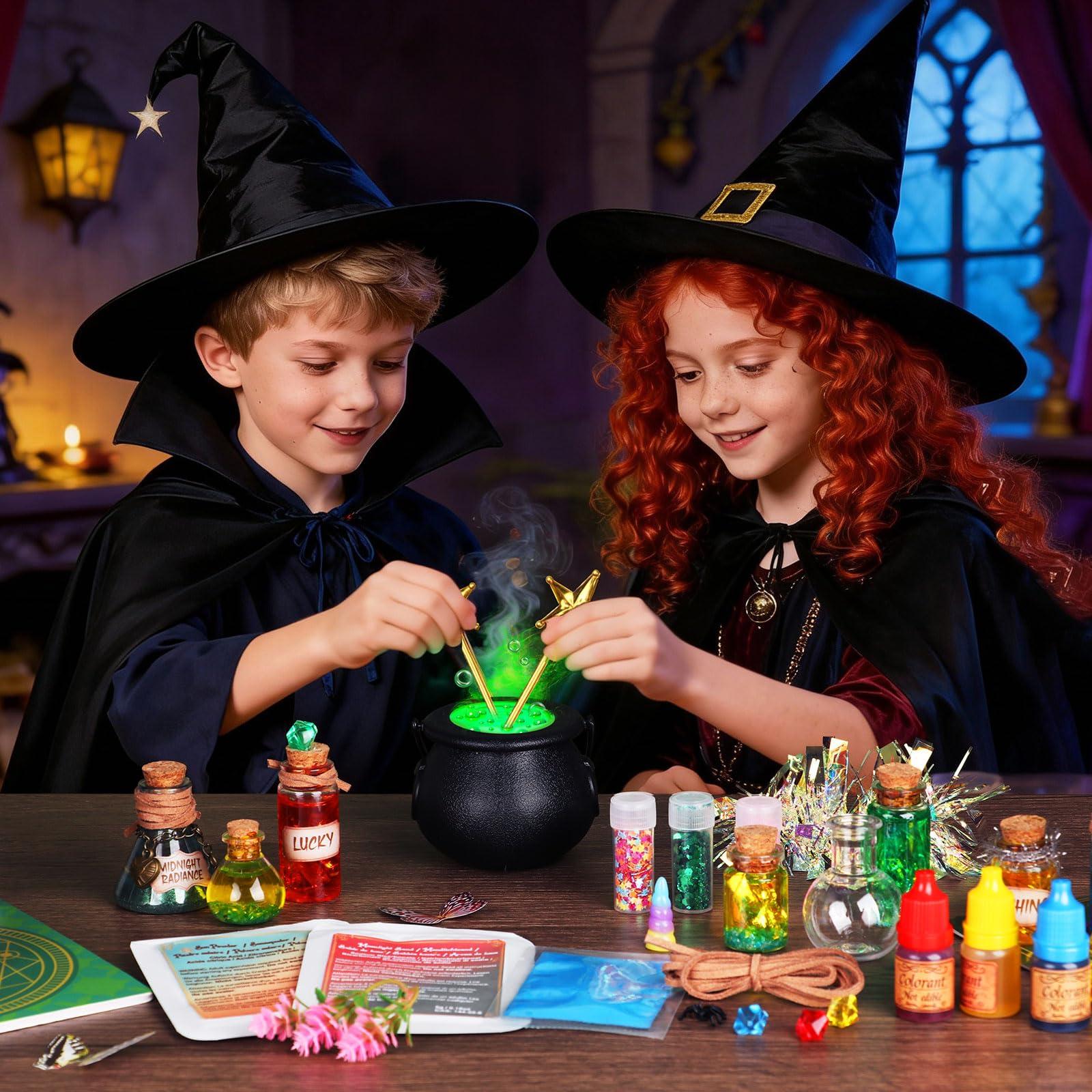 Kit de Potions Magique Maison de Fée - 20 Potions avec Poussière de Gemmes, Jouet Créatif Cadeau pour Enfants 6+ Ans Noël & Anniversaire