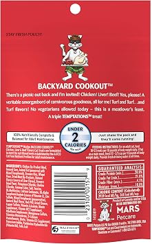 Temptations MixUps Crunchy and Soft Cat Treats, Cookout Flavor, 3 oz, 12pk