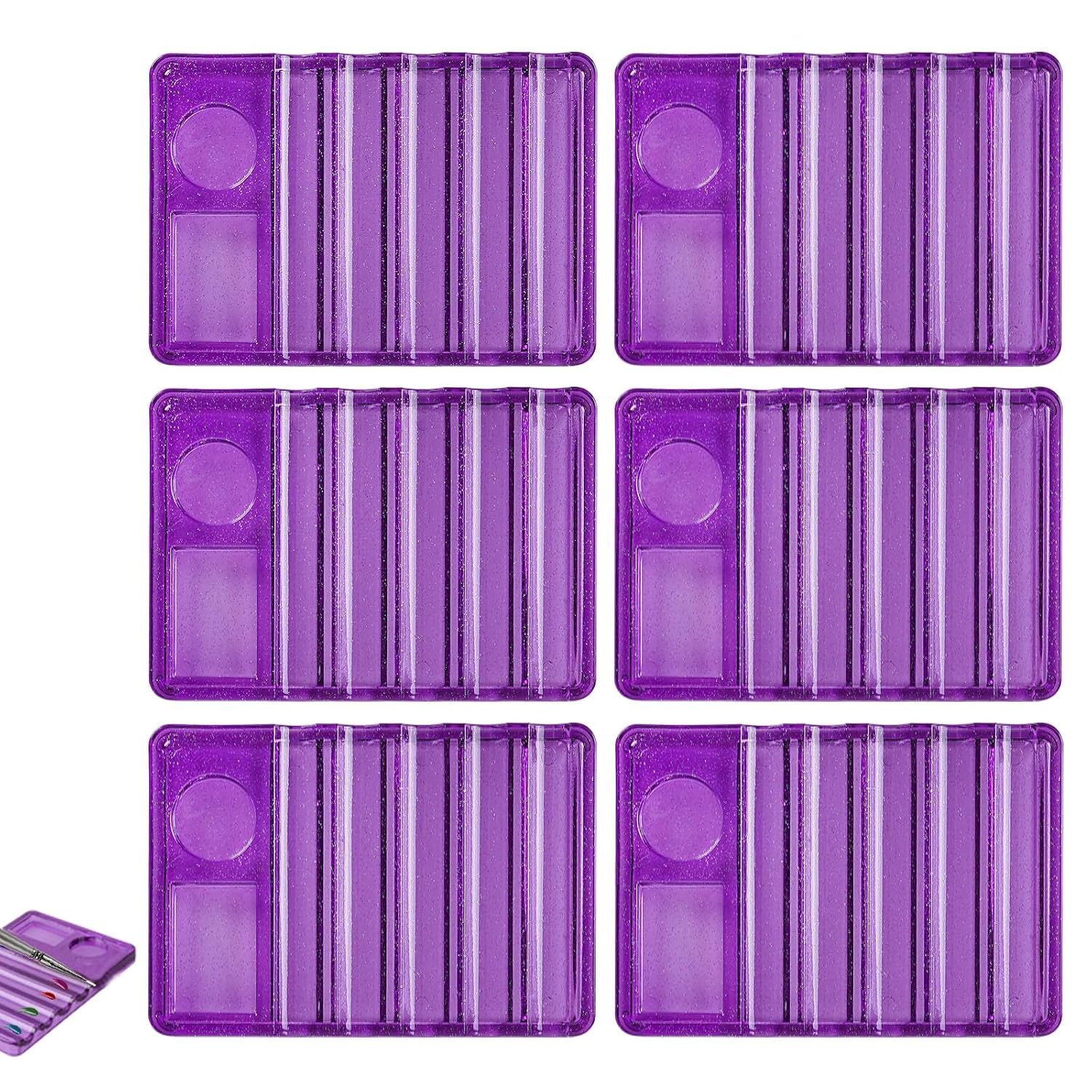 6Pcs Nail Art Brush Stand, Rectangle Plastic Pen Organizer Rack, Multicolor Drawing Brush Storage for Manicure Painting Tools, Salon & Home (Purple)