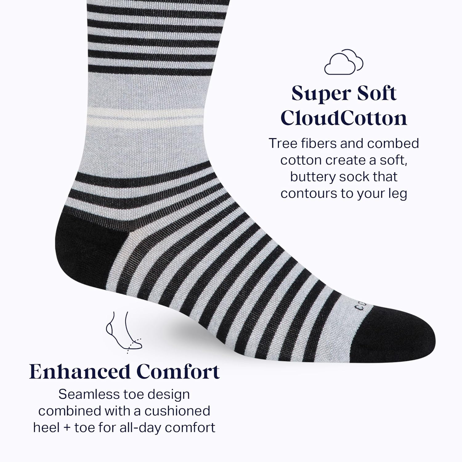 CloudCotton Compression Socks - Black/Grey - Image 5