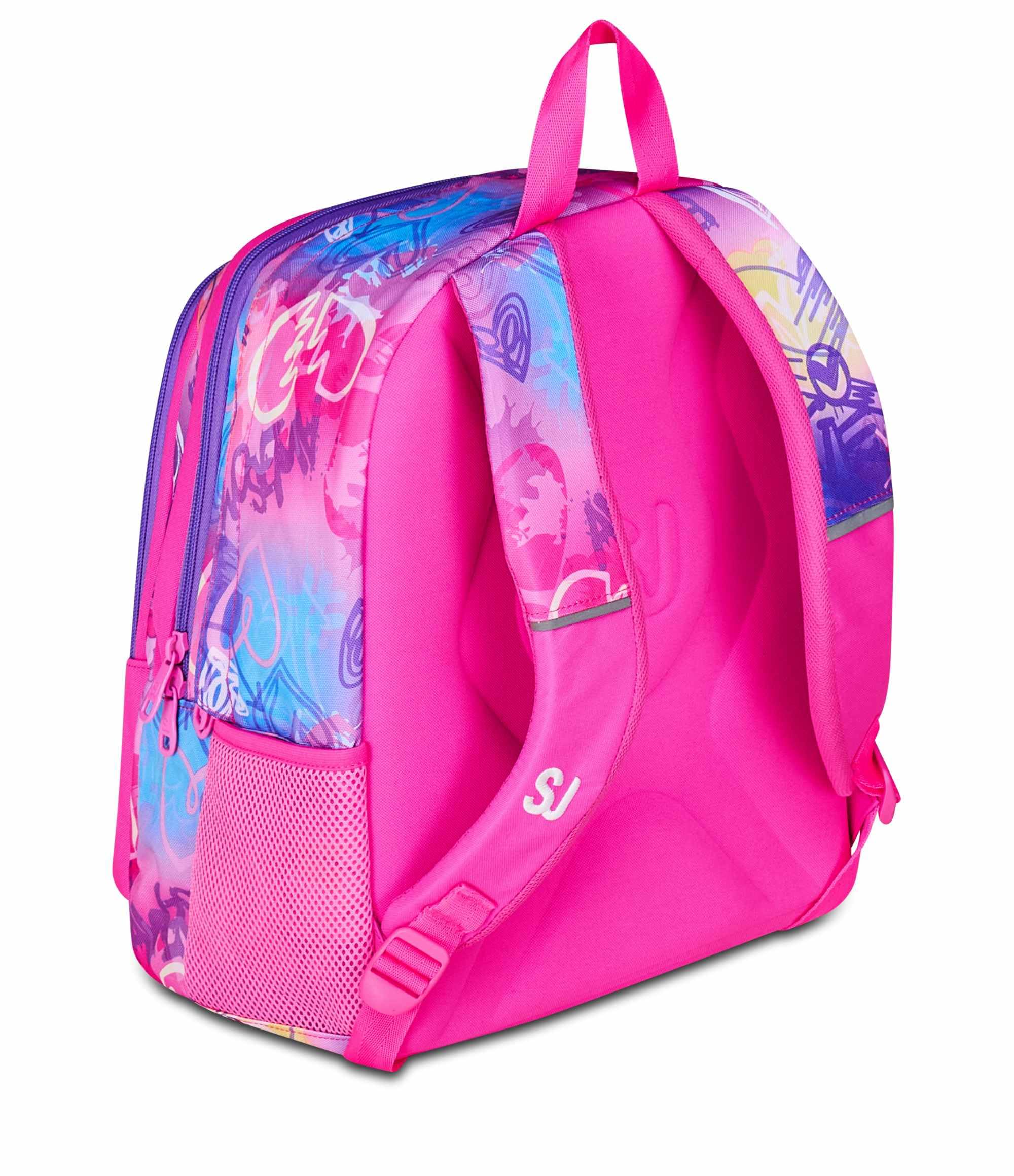SJ GANG STYLE JAM GANG Zaino Scuola Advanced, Fucsia, Doppio Scomparto e Tasca per Borraccia, 29 L, Zaino Scuola Elementare, Zaino Bambina