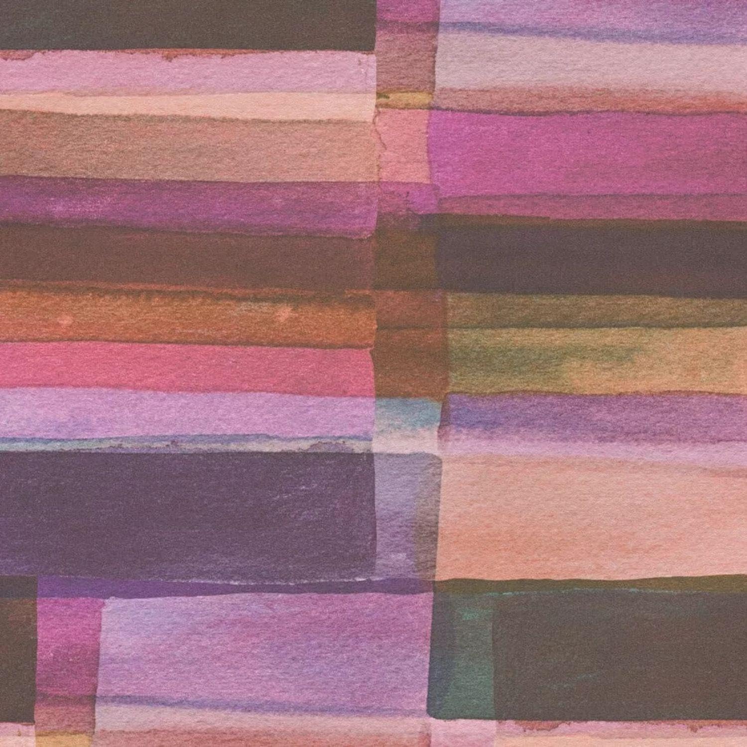 Yöl Purple Horizontal Blocks Wallpaper - Geometric Abstract Distressed Rectangles - Paste The Wall Vinyl