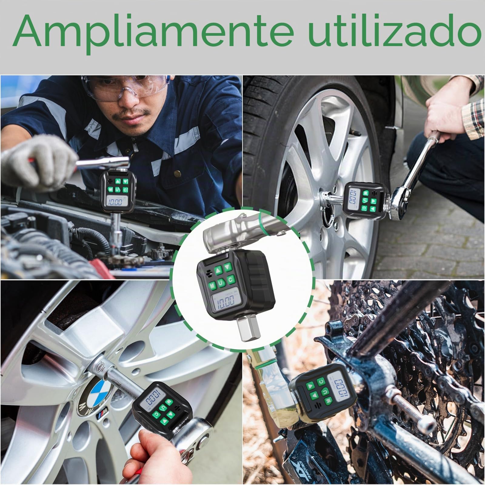 Llave Dinamometrica Digital, 1/2 1/4 3/8 Adaptadores de Alta Precisión 6 Unidades de Torsión Pantalla Retroiluminada (17-340NM)