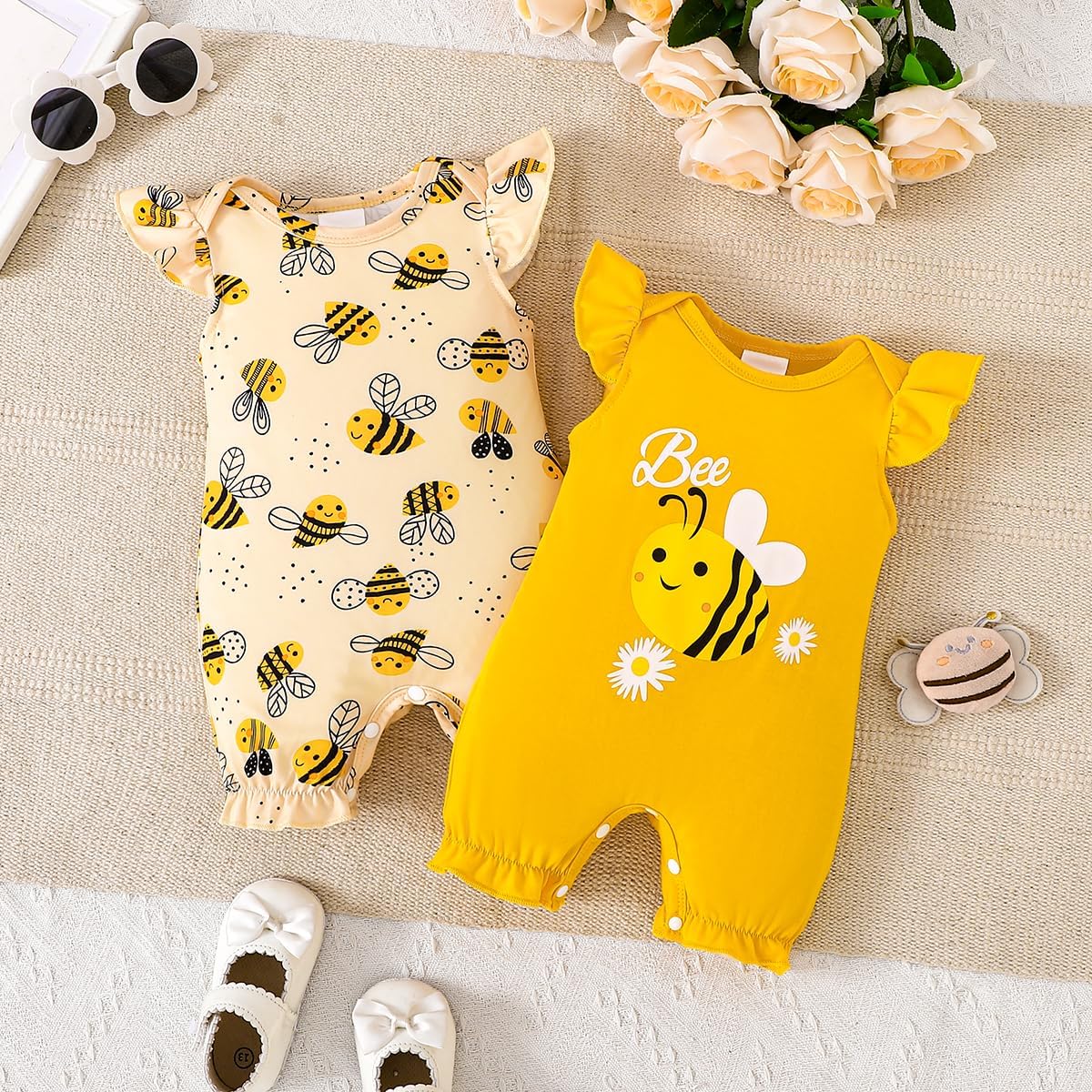 Newborn Baby Girl Clothes Fall Winter Outfits Infant Jumpsuit Letter Print Romper Coming Home Outfit 2Pcs Set image 2