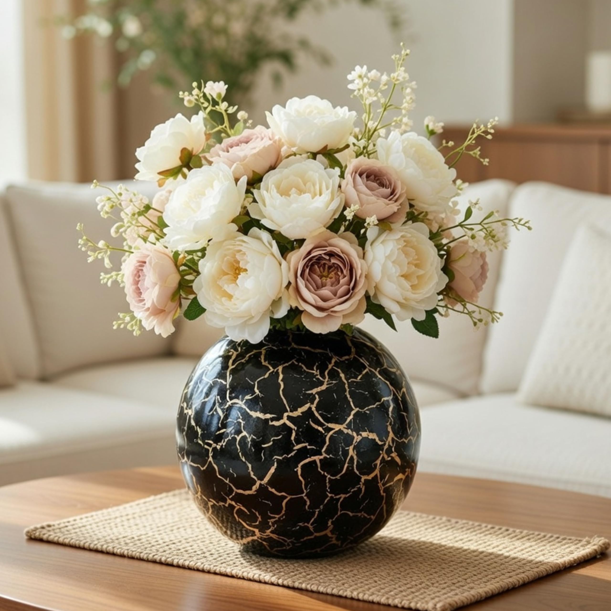 Gold Ball Vases - Set of 2 for Home Decor -15 Gold Ball Vases - Set of 2 for Home Decor -15