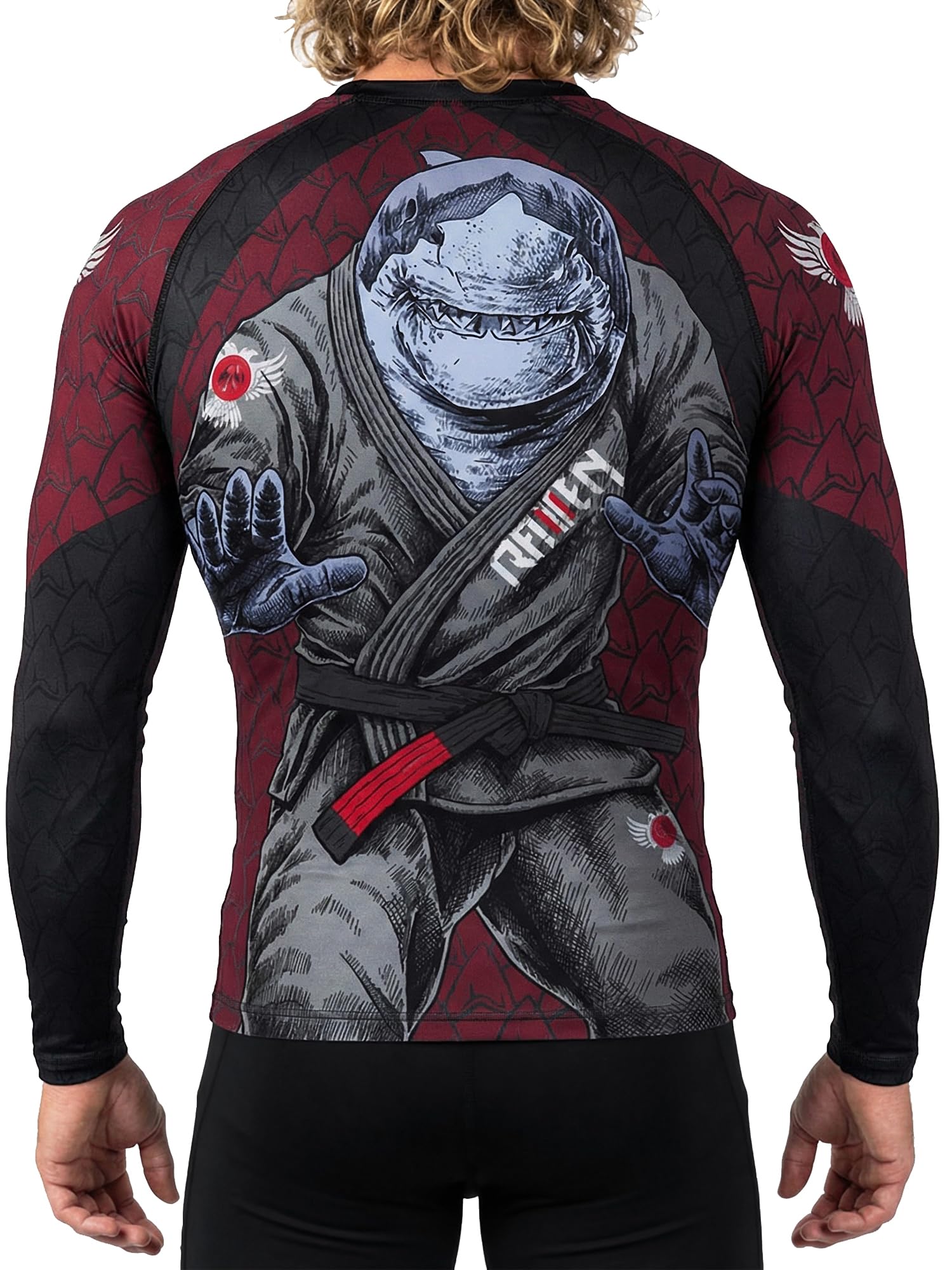 Raven Fightwear Herren Shark Attack MMA BJJ Langarm Rashguard