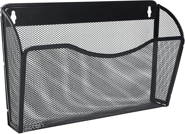 EasyPAG 1 Pocket A4 Mesh Hanging Wall File Holder Mail Organiser Magazine Storage,Black