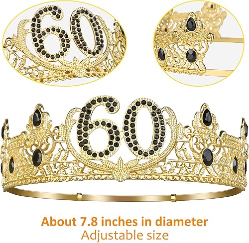 Miniatura 2 de Regalos de cumpleaños 60 para hombres, decoraciones de cumpleaños 60 para hombres, corona de rey de cumpleaños 60 y banda de rey de cumpleaños 60,
