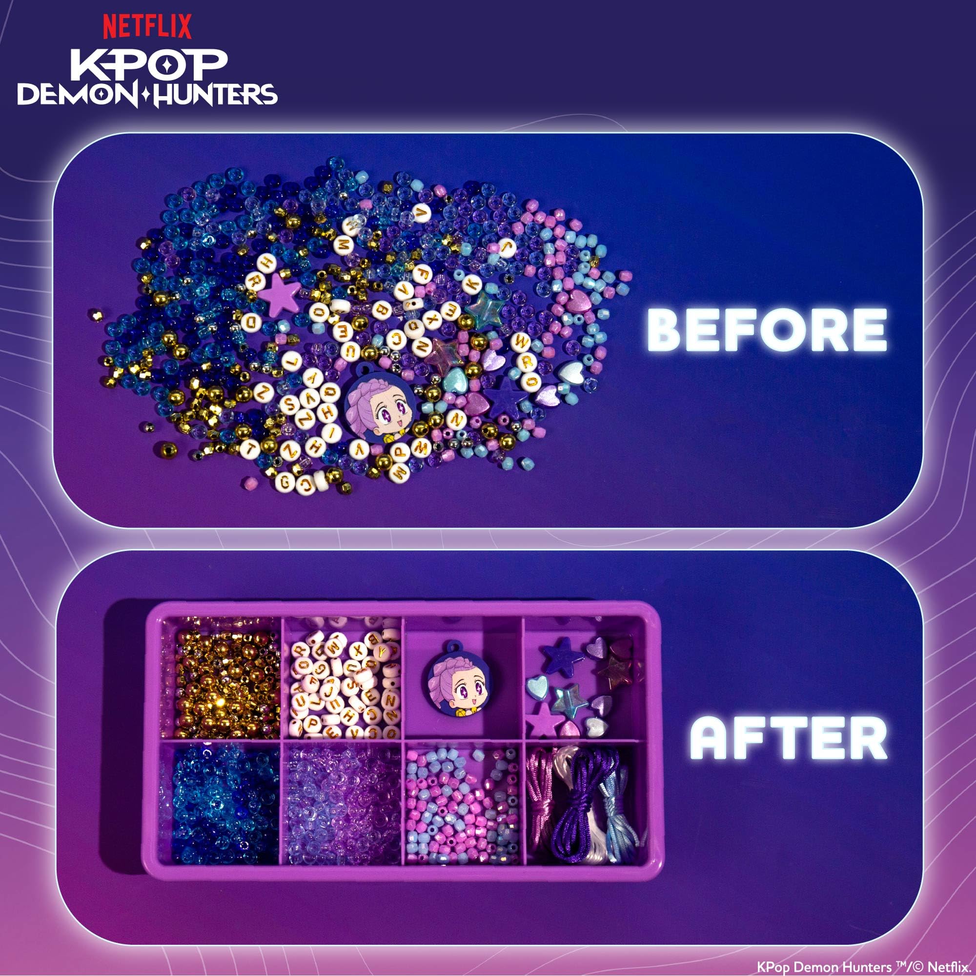 Kpop Demon Hunters™ Friendship Bracelet Kit, 3-Pack, Rumi, Mira & Zoey Bracelet Making Kits, Beads for Jewelry Making, Kpop Charms & Travel-Friendly Bead Case, Official K Pop Demon Hunters Merch - 5