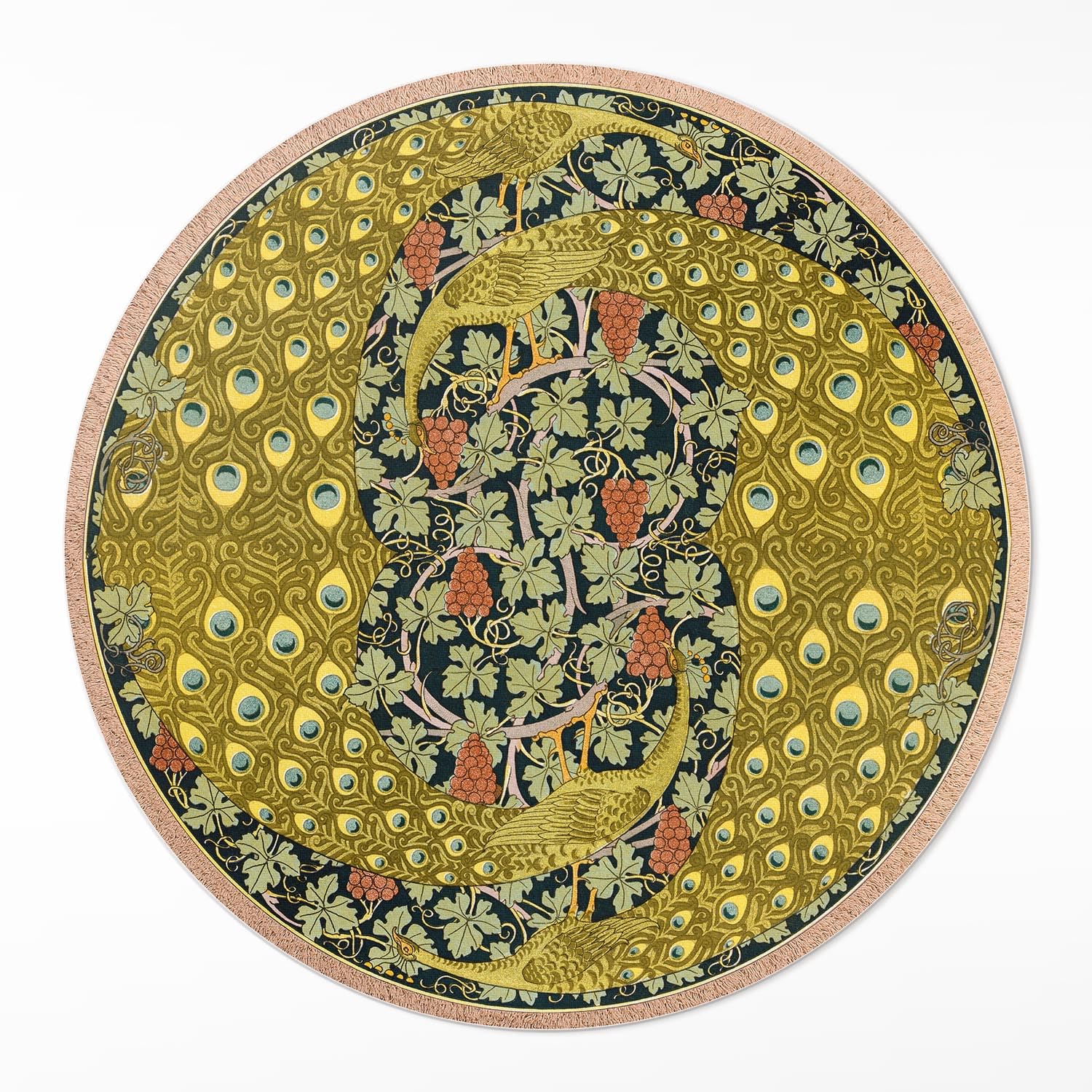 Tapis cuisine entretien facile en vinyle rond de 150 cm résistant à la rayure pour salon