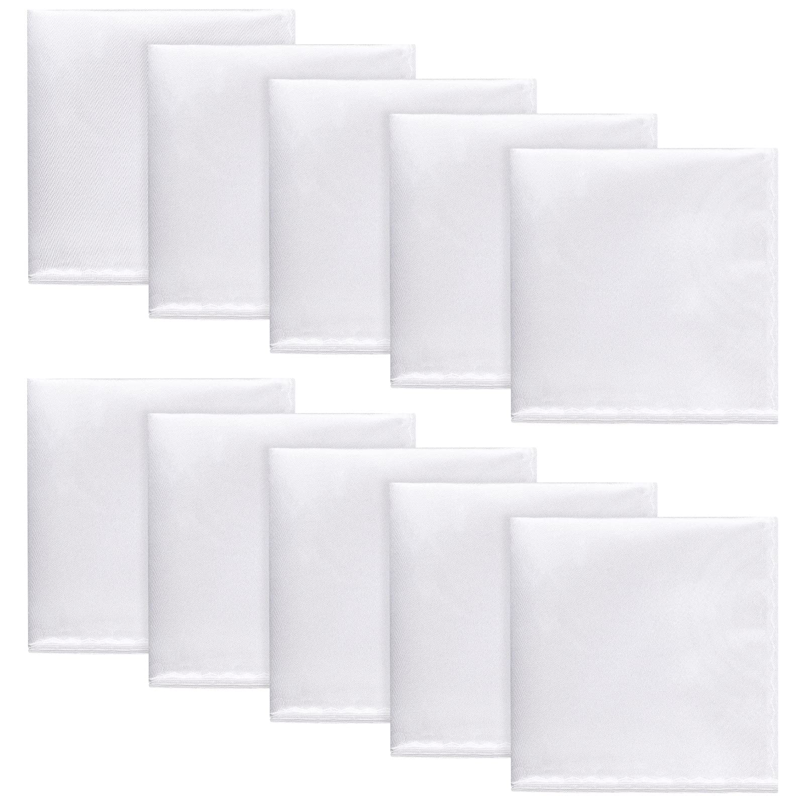 Tarpop 10 Pcs Pocket Squares for Men Silk Squares Pocket Suit Handkerchief for Groomsmen Wedding Party(White)