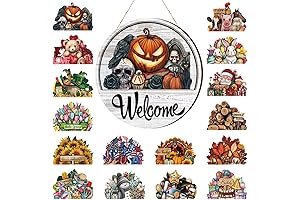 Yousoontic 17 Pcs 12 Inch Magnetic Welcome Door Sign For Interchangeable Front Door Decorations