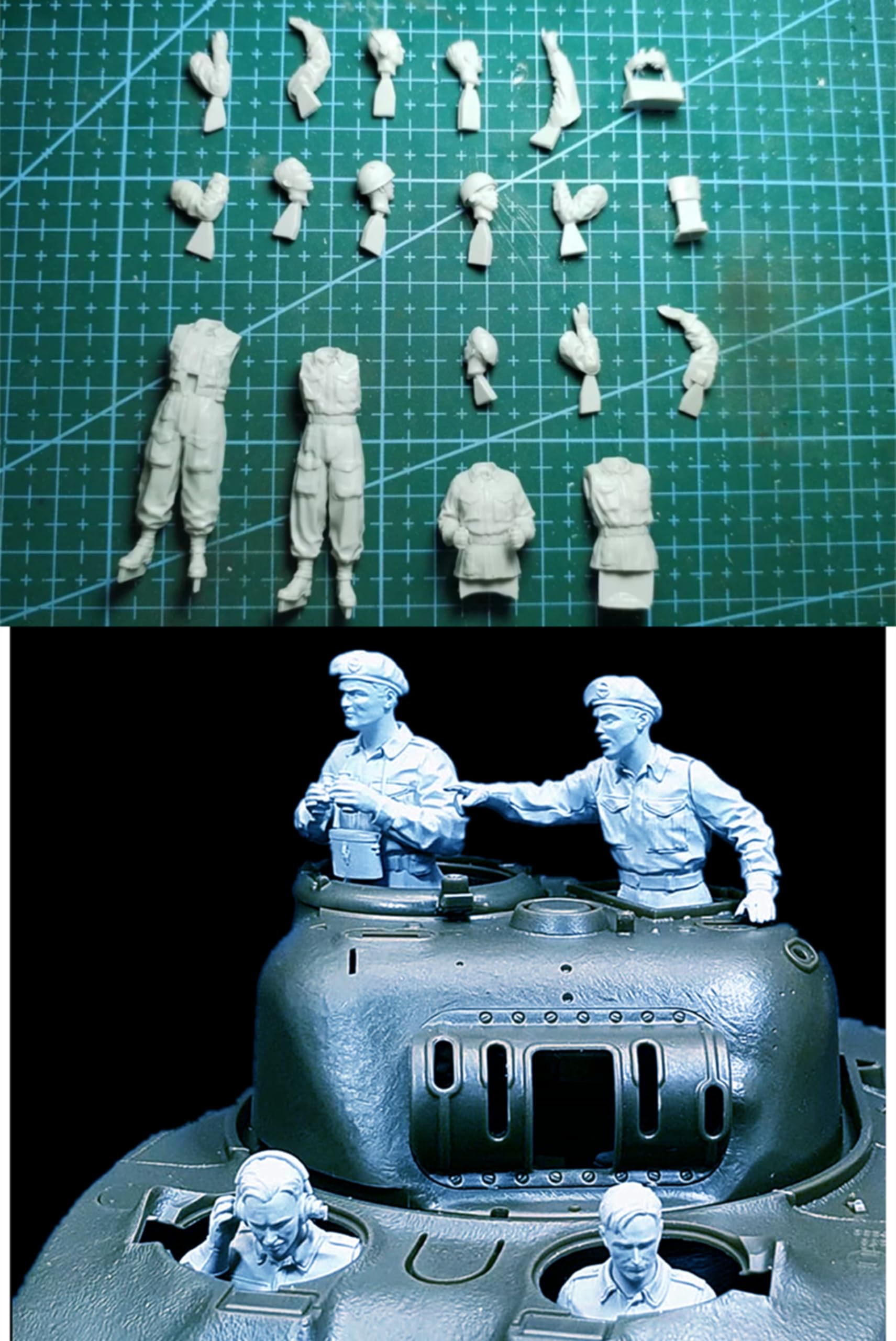 TRUEGRIS 1/35 WWII British Tank Soldier Resin Model Kit Unpainted and Unassembled (4 people, no tank) //k9w4J3