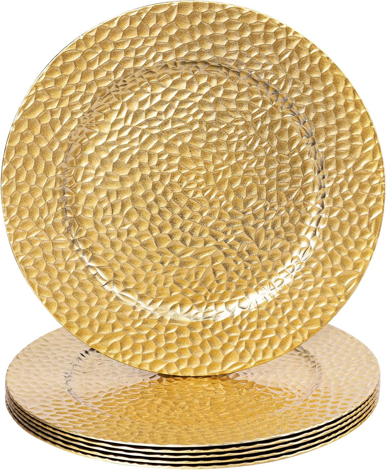 MAONAME 13" Gold Charger Plates Set of 6, Bubble Plastic Plate Chargers, Decorative Chargers for Dinner Plates, Round Charger for Wedding, Party Round Gold-1