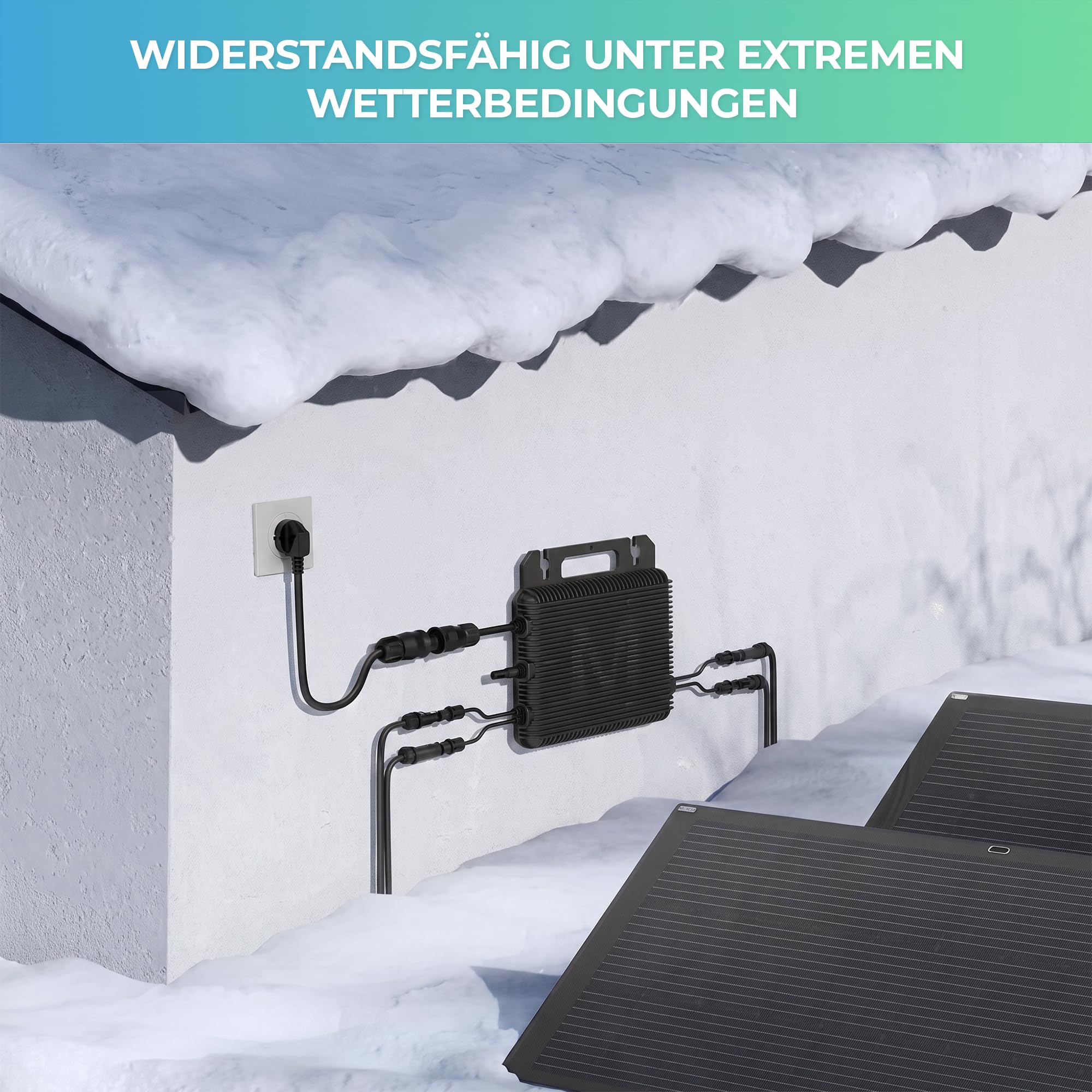 SUNNIVA® 1840W Balkonkraftwerk BIFAZIAL FULLBLACK komplett Steckdose MARSTEK 800 Watt Wechselrichter, Solaranlage Komplettset, 4x460W N-Type Glas-Glas Bifacial Solarmodule, 5m Kabel, 4x2.5m Solarkabel