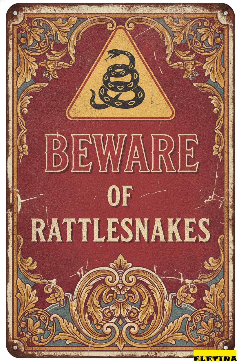 Personalized Sign for Man Cave Beware Of Rattlesnakes Activity Campground S Vintage Retro Aluminum Metal Wall Decoration 8x12 Inches Private Property Decorative