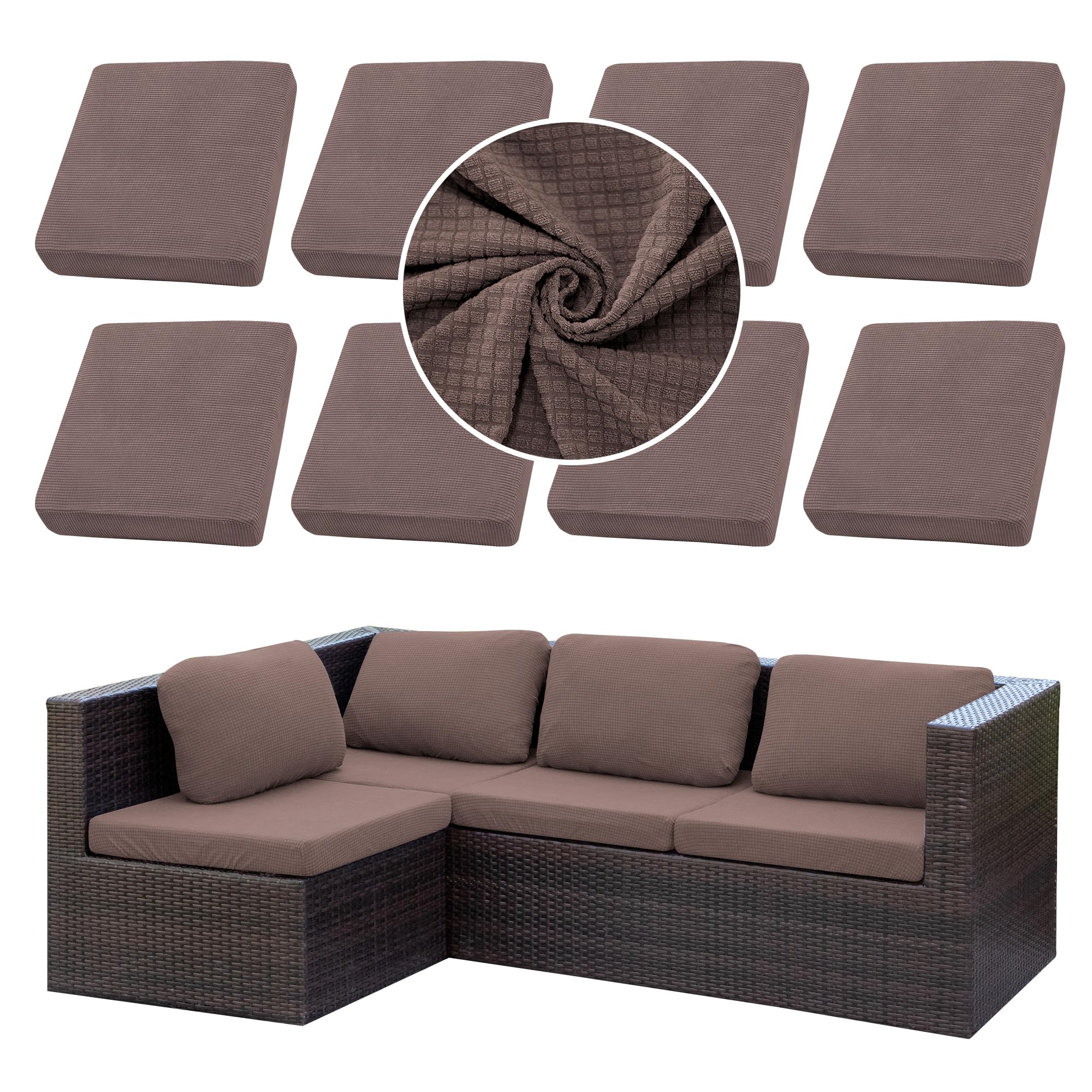 Photo 1 of SUKAIKEQA Outdoor Cushion Covers Set,8PCS Patio Furniture Couch Seat Slipcovers, Replacement for Sofa Sectional Chair(Cover?Only)