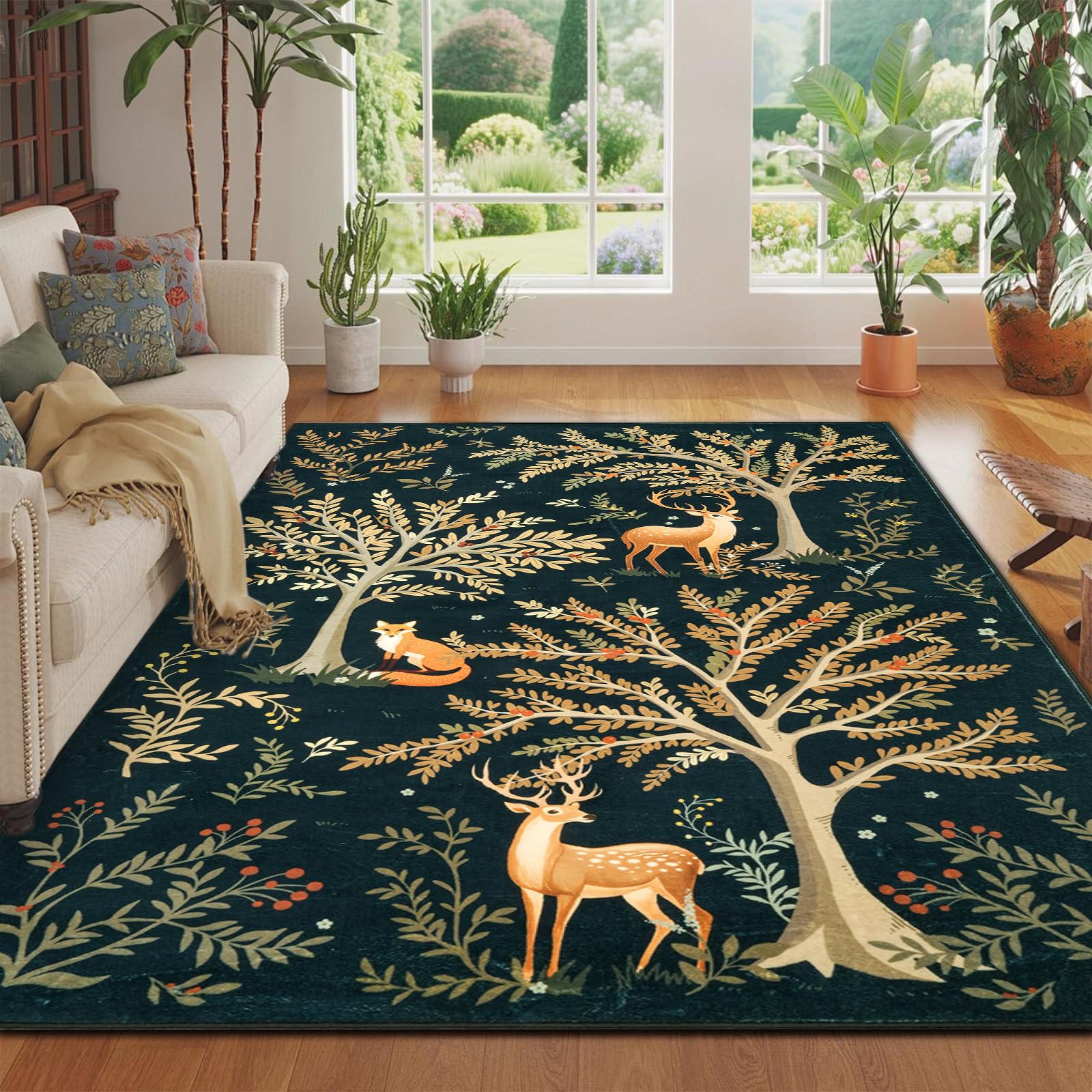 MOSISO Tapis Lavable 121 x 182 cm pour Salon,Vert