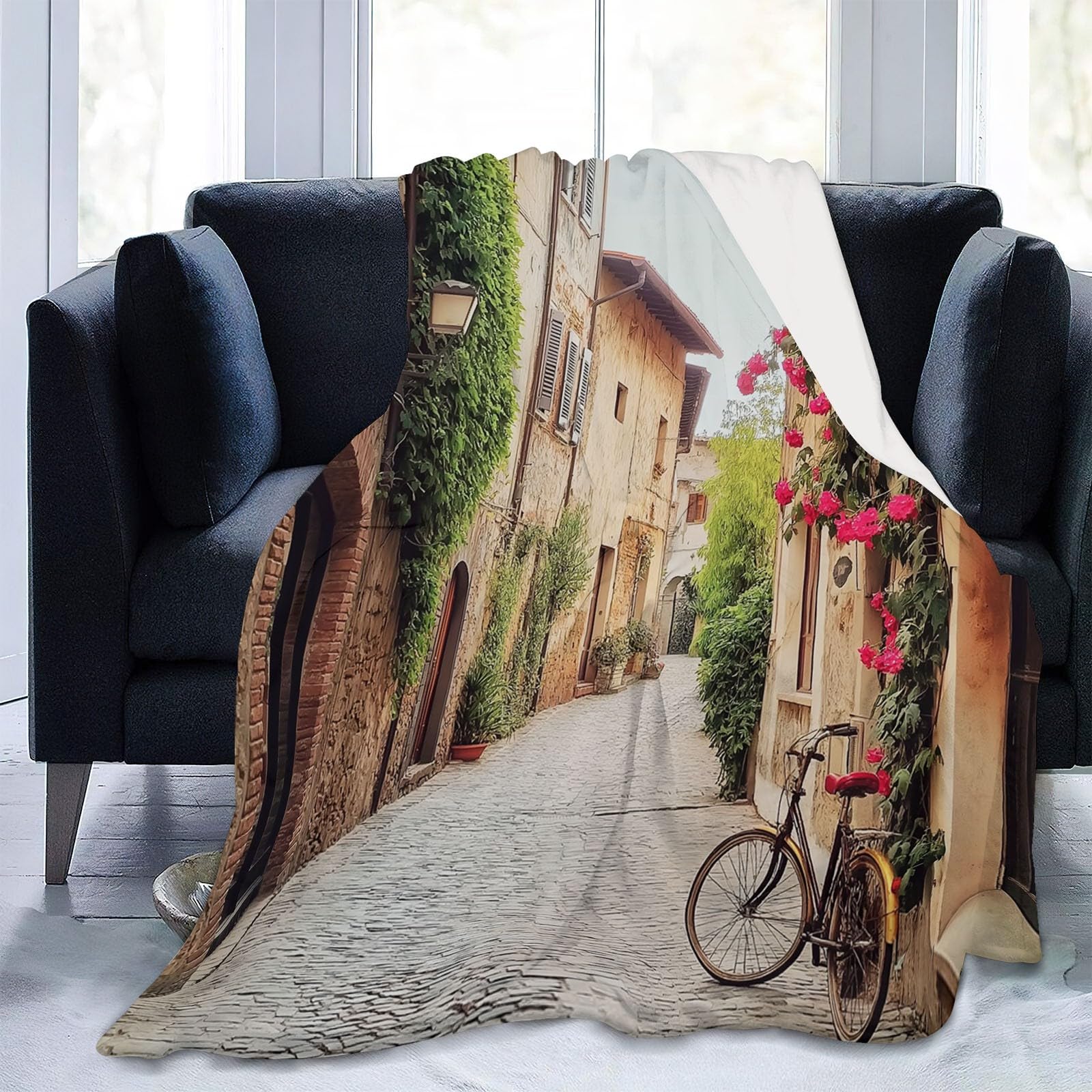 Koc flanelowy 180 x 200 cm, do fotografii, ulicy, roweru, koc z nadrukiem 3D, koc na sofę, koc wełniany, koc do klimatyzacji, do salonu i sypialni