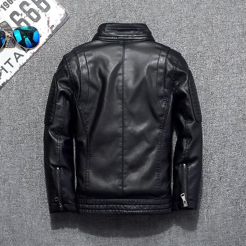 linboo Lederjacke Jungen übergangsjacke Frühling Herbst Kinder Bomberjacke Motorrad Bikerjacke Mädchen Lederimitat Jacke