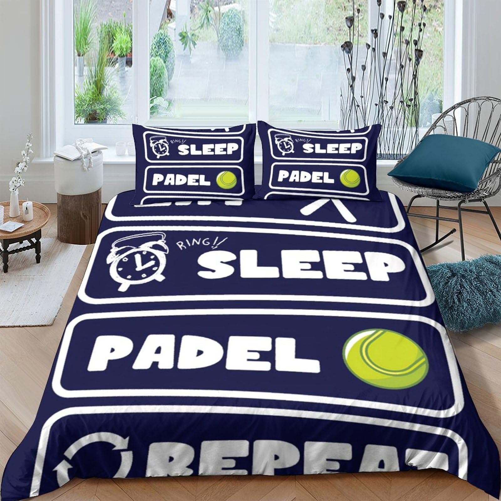 Ctjqhvkz Style-3 3D Printed Eat Sleep Padel Repeat Fitted Sheet Microfiber Soft Breathable Tennis Bed Cover For Bedroom Dorm Decor Single（135X200cm）
