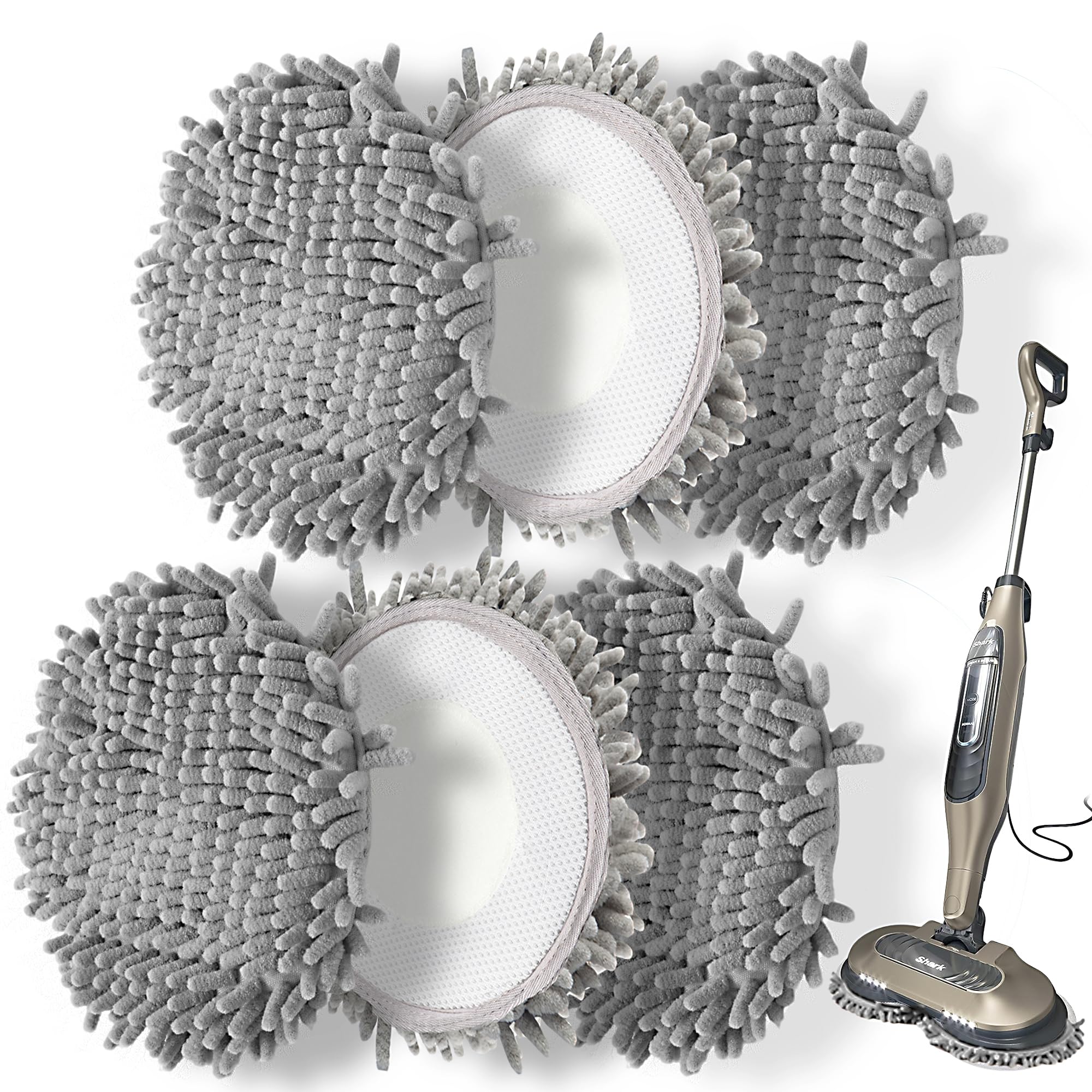 Frescares 6 Packs Steam Mop Pads Replacement Power Pads Compatible with Shark,S8201 S8001 S7001 S7201 S7000AMZ S7000 S7005 S7020 S7001C Dirt Grip