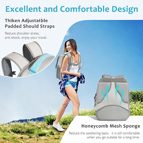 Miniatura 4 de MIENOW Mochila transportadora para gatos, transportador ventilado para cachorros, aprobado por aerolíneas, plegable, impermeable, Oxford, para