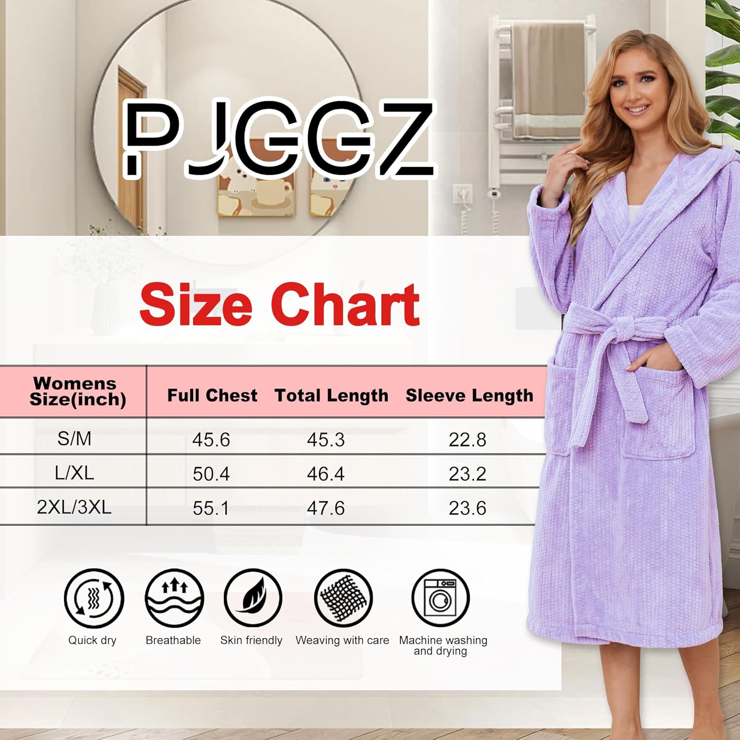 Hooded Bathrobes for Women, Soft Long Towel Robes for Women - Quick Dry yet Warm - Image 6