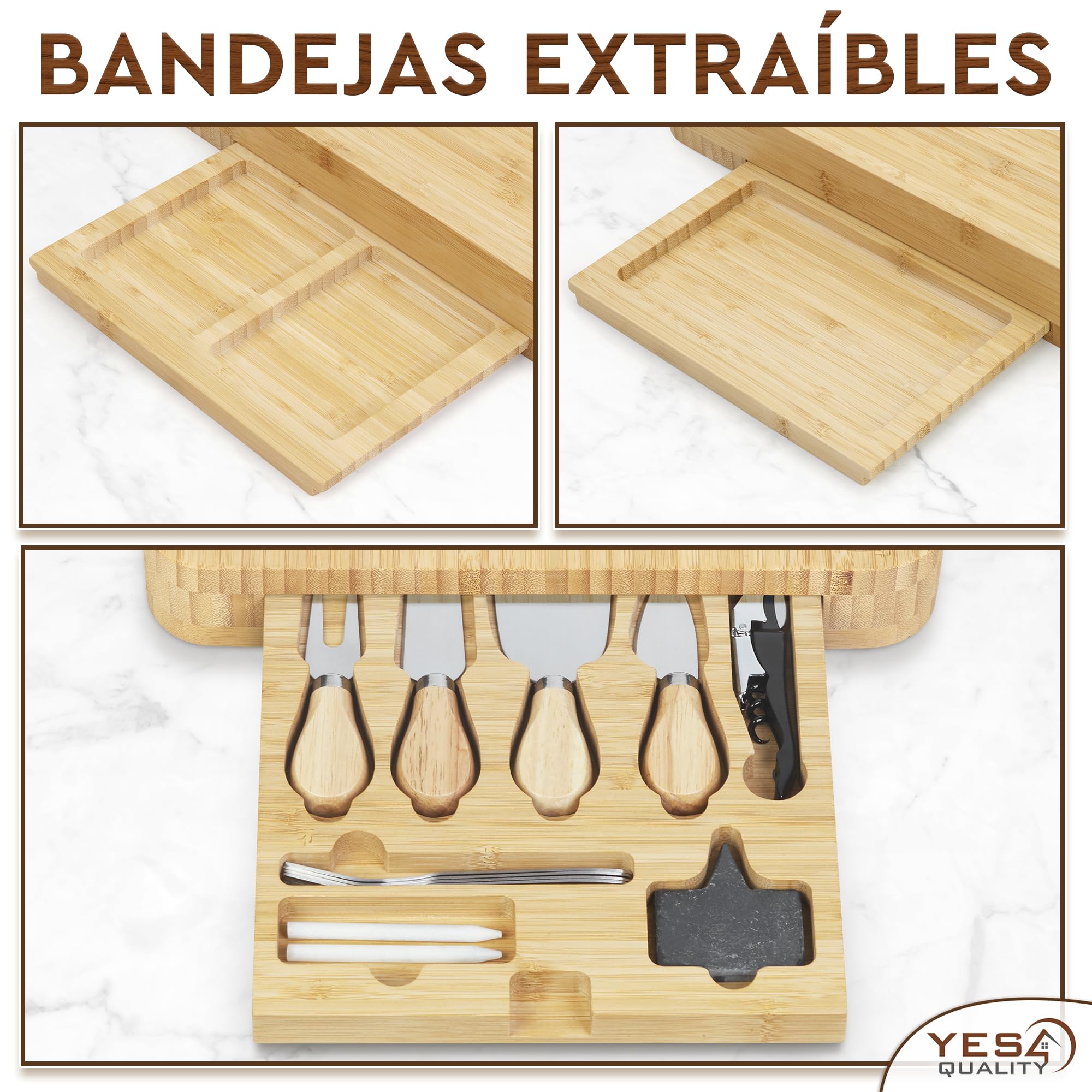 Set de regalo prémium de tablas de embutidos - 23 piezas, bambú - Tabla grande para queso + bandeja para el Día de la Madre, cumpleaños, inauguración de casa, despedida de soltera
