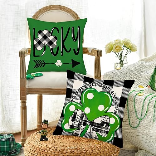 Miniatura 8 de Juego de 4 fundas de almohada de Feliz Navidad de 24 x 24 pulgadas, diseño de búfalo rojo y negro, a cuadros, decoración de árbol de Navidad,